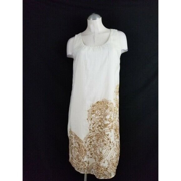 NWT J.Jill Size S Sleeveless Dress Off White Brown - Picture 2 of 6